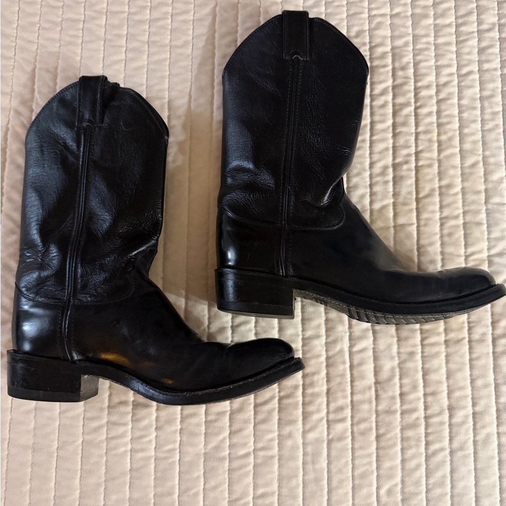 Justin Boots Black Western Leather Boots